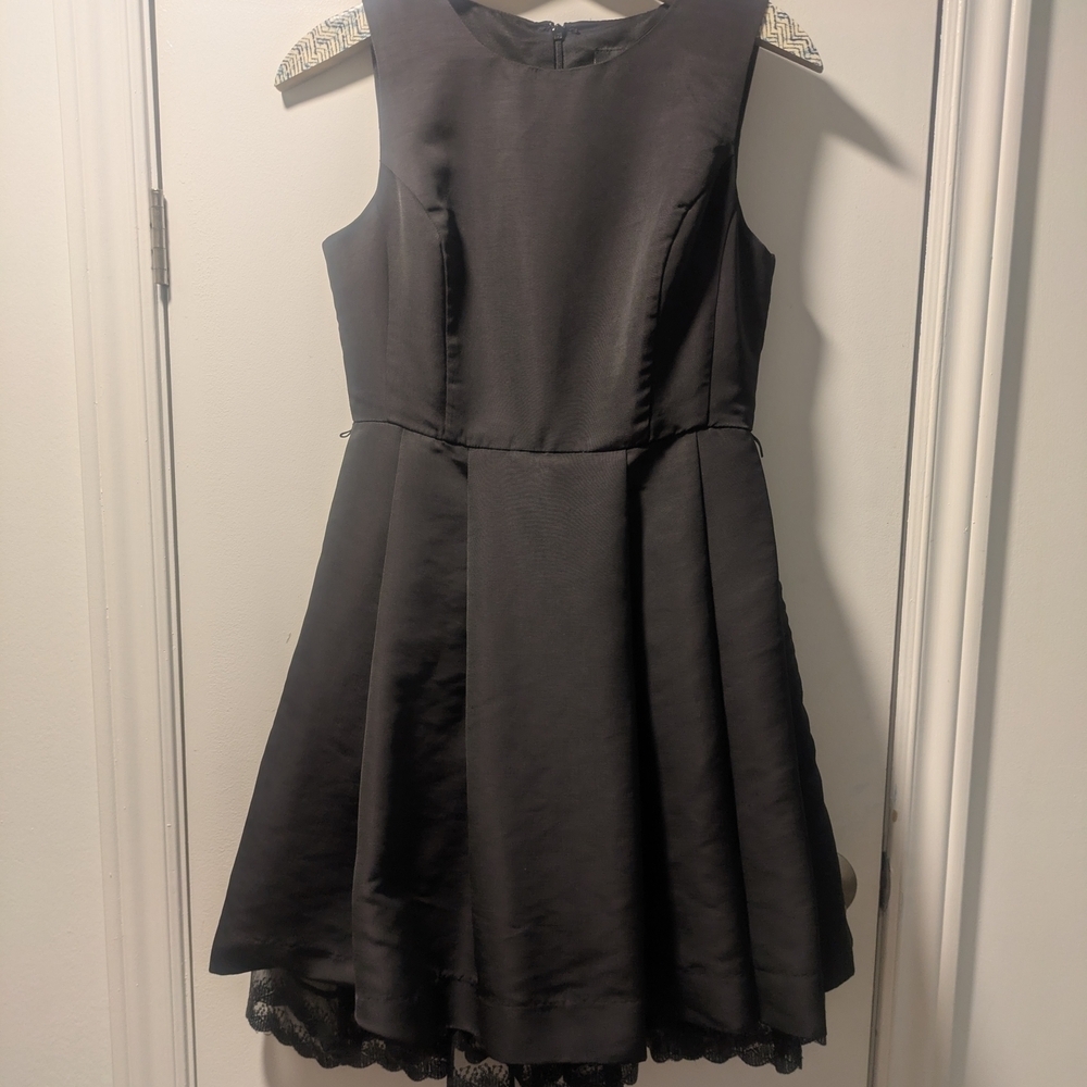 Jason Wu Black Fit & Flare Dress Lace Hem Sleeveless Cocktail Midi Dress Size 6